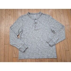 Untuckit Men’s 100% Cotton Long Sleeve Henley Size Medium - Heather Gray